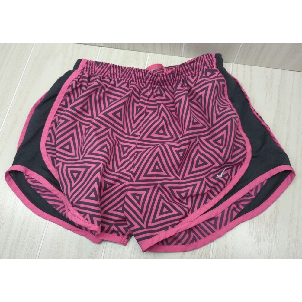 Nike women's S Small pink charcoal gray triangle print running athletic shorts